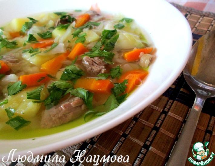 Рецепт: Суп мясной с зеленым горошком