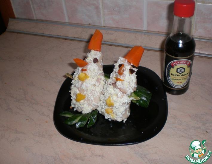 Рецепт: Кальмары с фаршированными яйцами