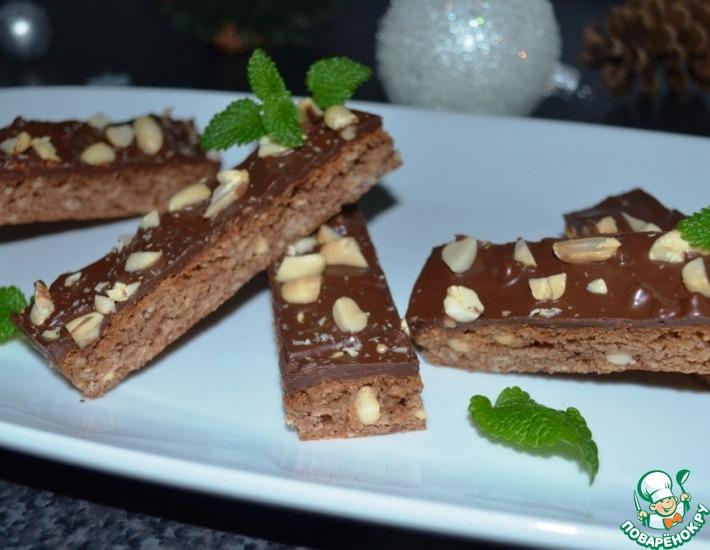Рецепт: Овсяное печенье с шоколадом и арахисом