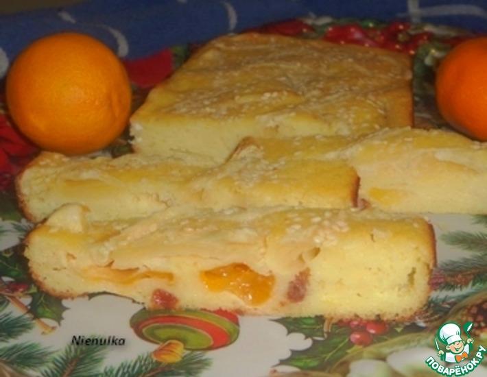Рецепт: Манный пирог с изюмом и мандаринами