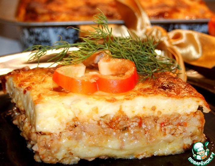 Рецепт: Картофельно-мясная запеканка с соусом Бешамель