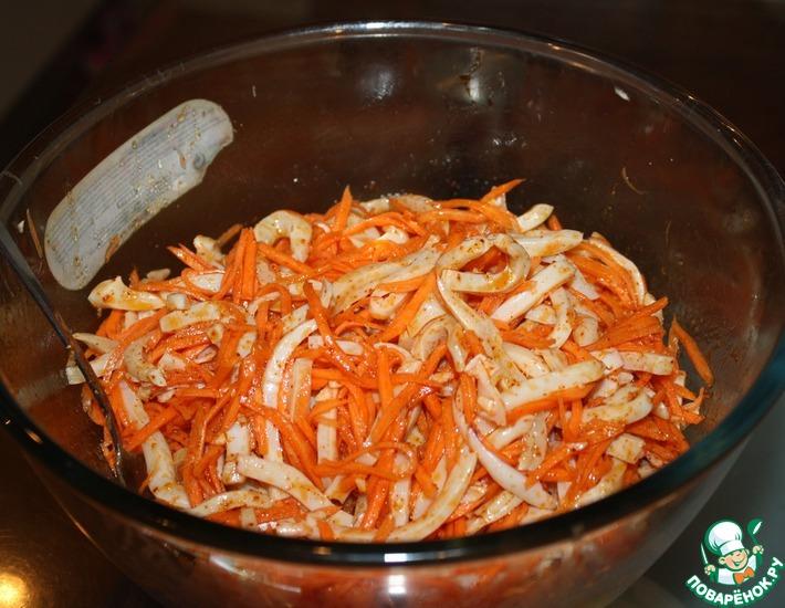 Рецепт: Масло для кальмара с морковью по-корейски