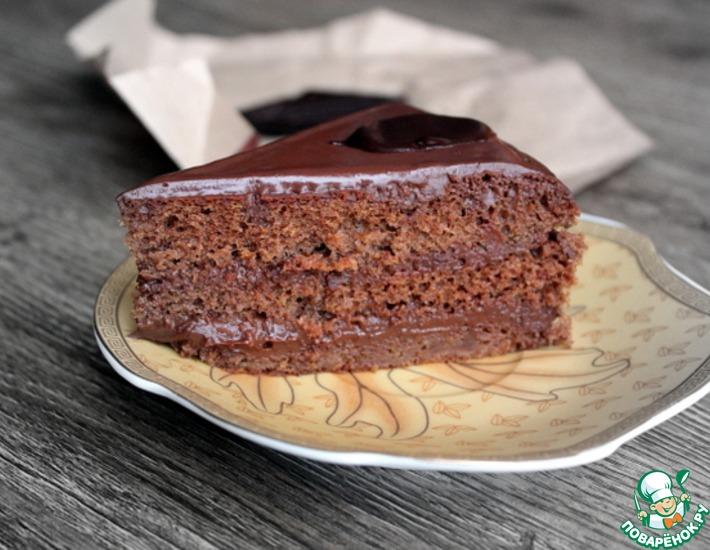 Рецепт: Бисквит Шоколадница с карамельно-шоколадным ганашем