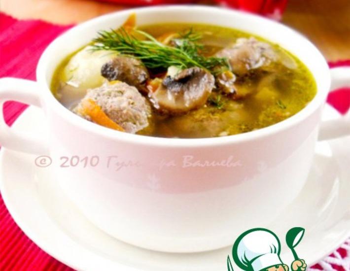 Рецепт: Суп из белой фасоли с грибами