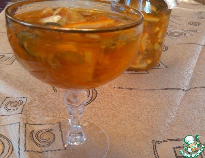 Рецепт: Апельсиново-лимонное варенье с тыквенными семечками