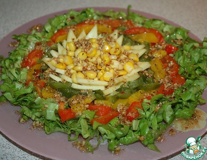 Рецепт: Овощной салат с сыром и кедровыми орехами