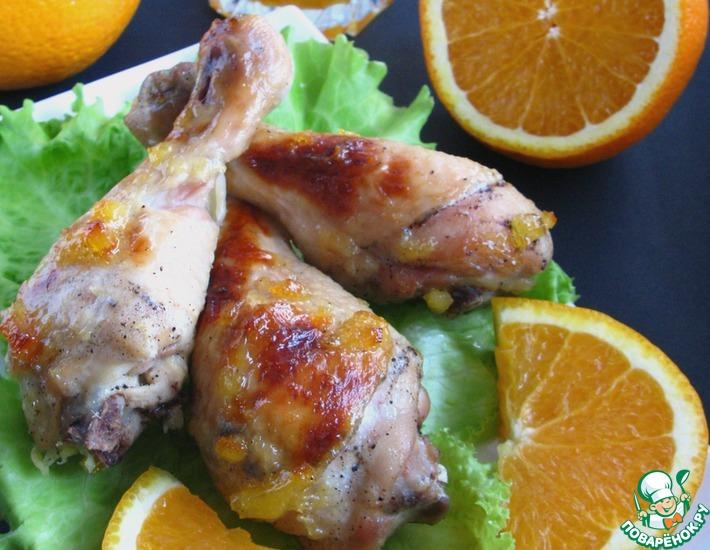 Рецепт: Куриные голени, запеченные с апельсиновым джемом