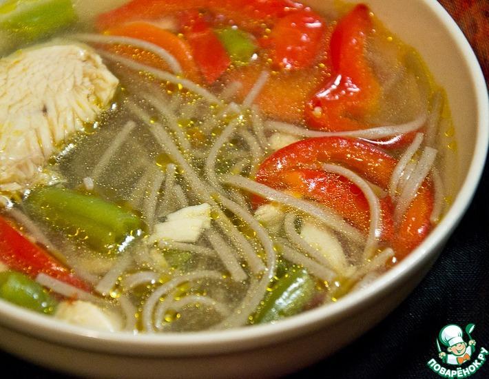 Рецепт: Куриный суп с гречневой лапшой