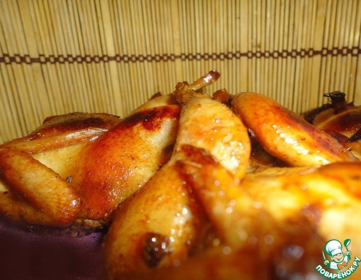 Рецепт: Перепела в соево-медовом маринаде с тимьяном