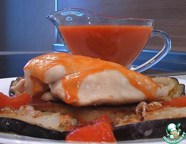 Рецепт: Филе курицы с баклажанами и помидорами