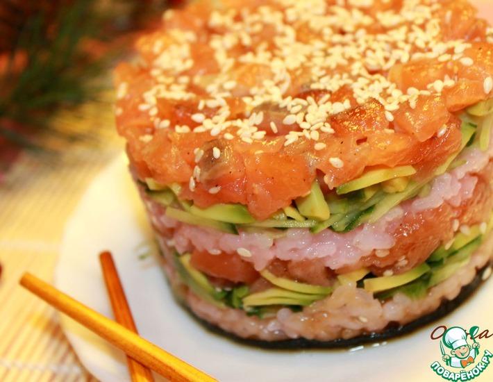 Рецепт: Салатные суши-башенки