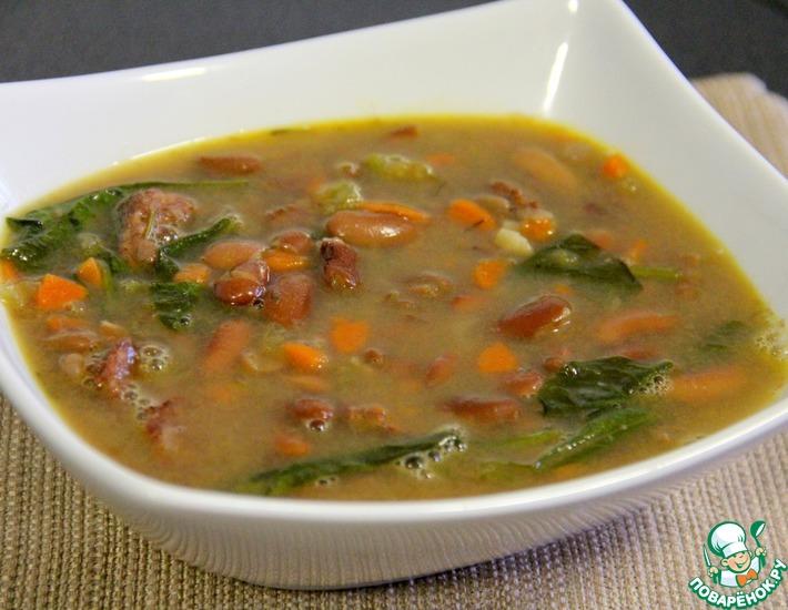 Рецепт: Суп из фасоли и шпината