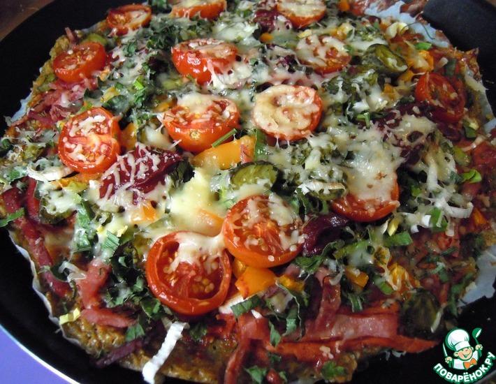Рецепт: Диетическая пицца с овощами, ветчиной и сыром
