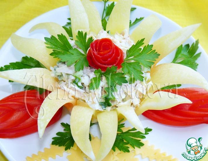 Рецепт: Салат Романтик в цветке из перца
