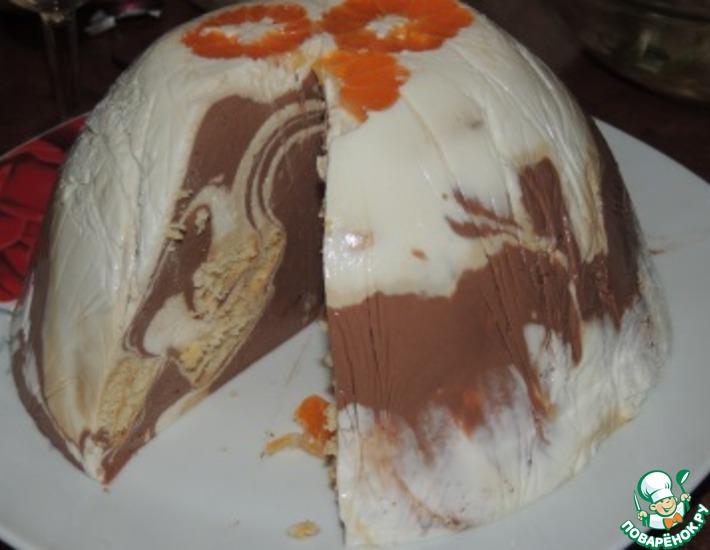 Рецепт: Творожный торт Мраморный