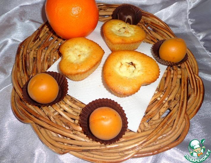 Рецепт: Апельсиновые кексы с творожно-шоколадной начинкой