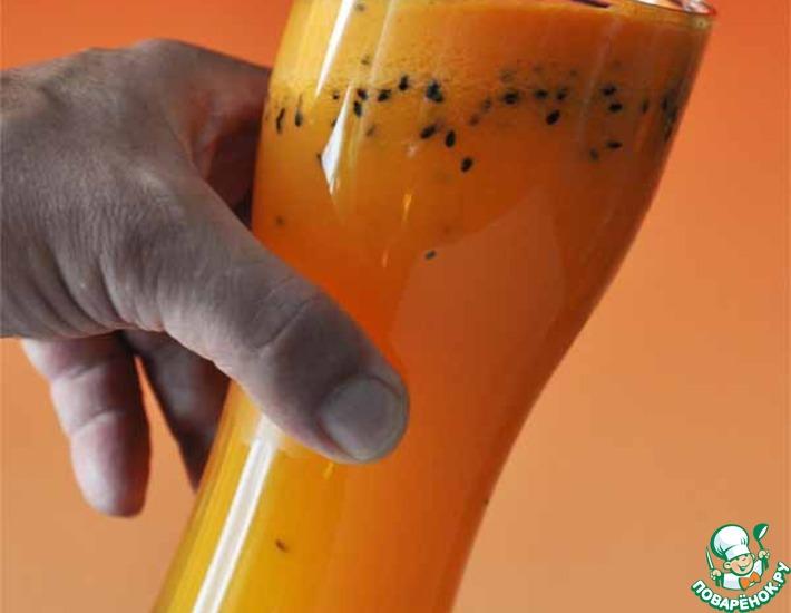 Рецепт: Апельсиново-морковный сок с чёрным кунжутом