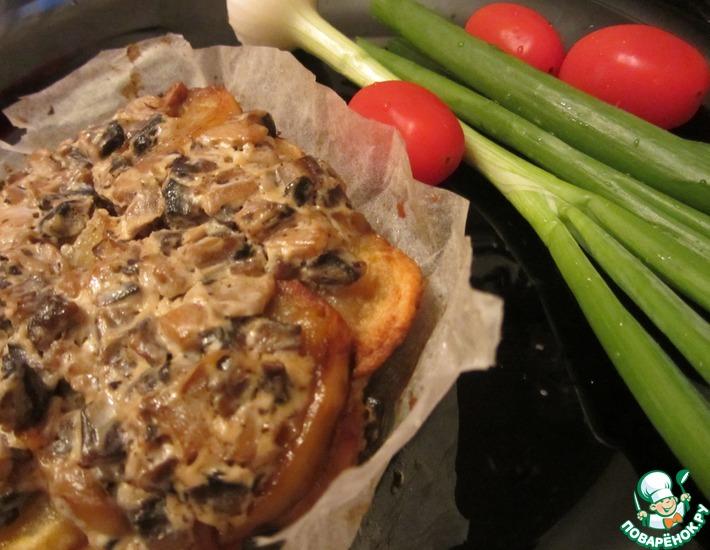 Рецепт: Говядина с картофелем и грибами в сливках