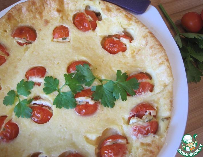 Рецепт: Клафути закусочный с фаршированными помидорами черри