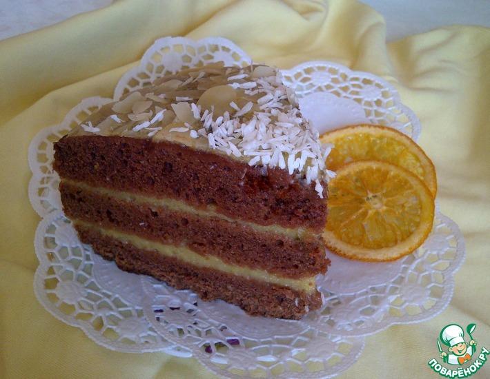 Рецепт: Постный шоколадный торт с апельсиновым кремом