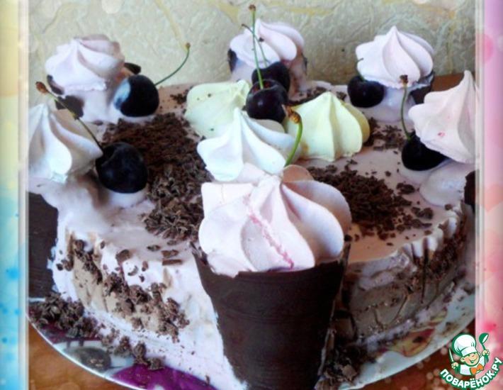 Рецепт: Шоколадно-вишневый торт-мороженое