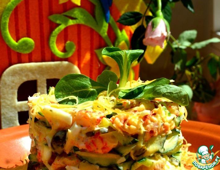 Рецепт: Летний салат с раковыми шейками