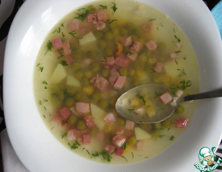 Рецепт: Суп гороховый с кукурузой