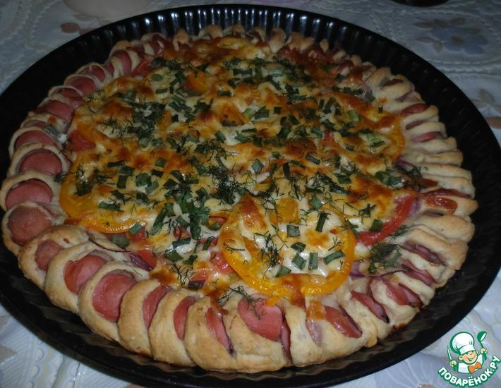Рецепт: Пицца Сосиска тебе в бок