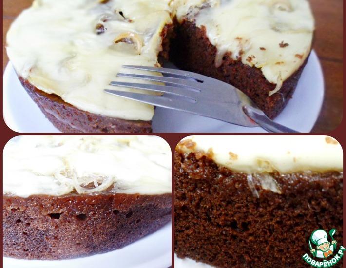 Рецепт: Шоколадно-кофейный кейк с соленым конфитюром и сыром