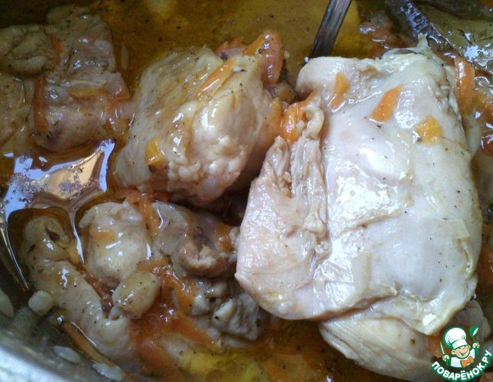 Рецепт: Тушеные куриные бедра