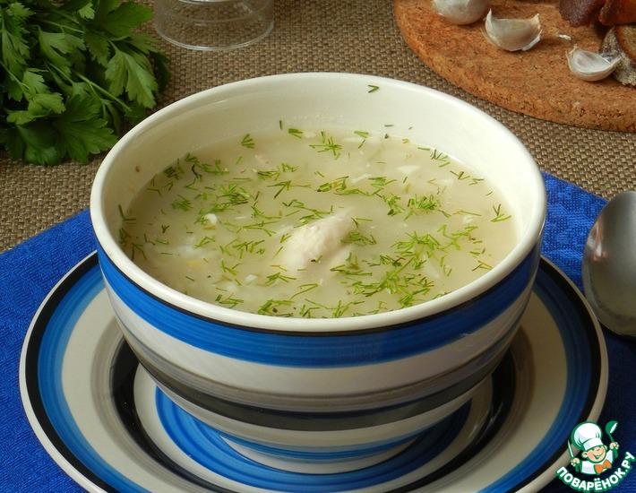 Рецепт: Суп с курицей, горохом и чесноком