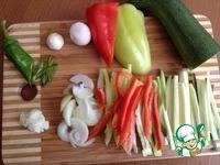 Теплый салат с рыбой, овощами и рисом ингредиенты