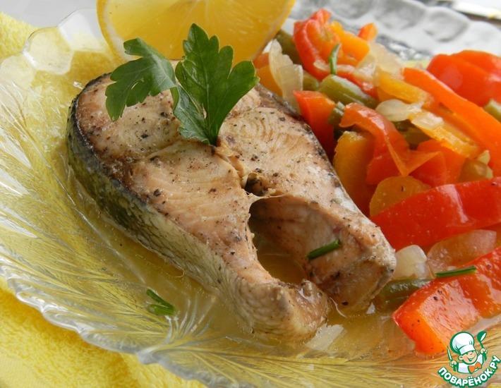 Рецепт: Красная рыба на овощной подушке