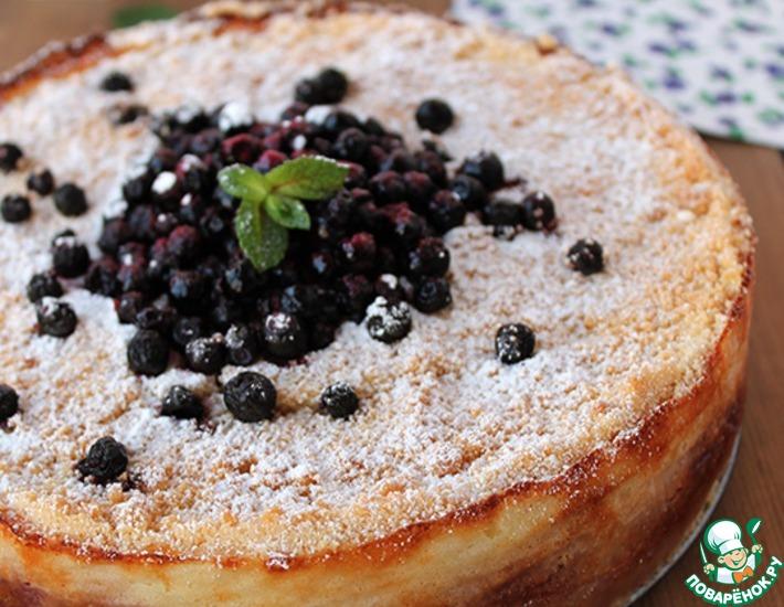 Рецепт: Пирог с творогом и черничным джемом