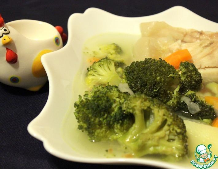Рецепт: Диетический рыбный суп с брокколи