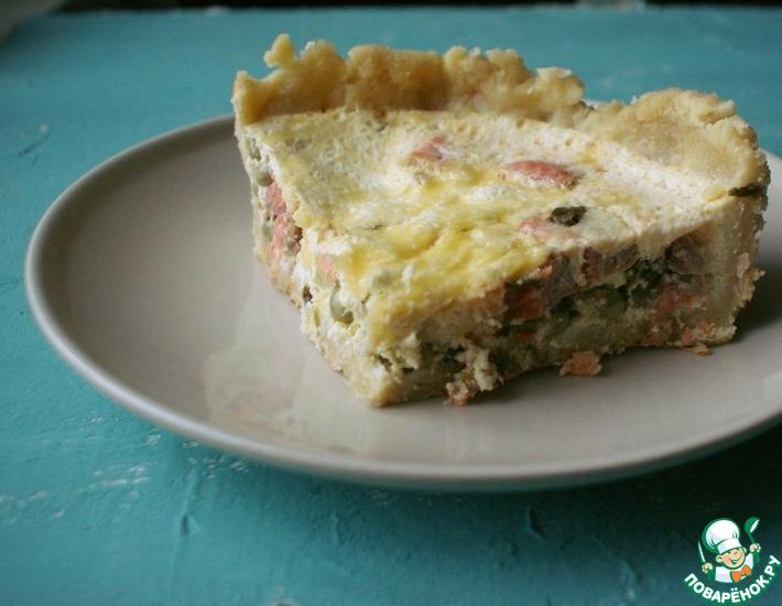 Рецепт: Пирог с копченой форелью и зеленым луком