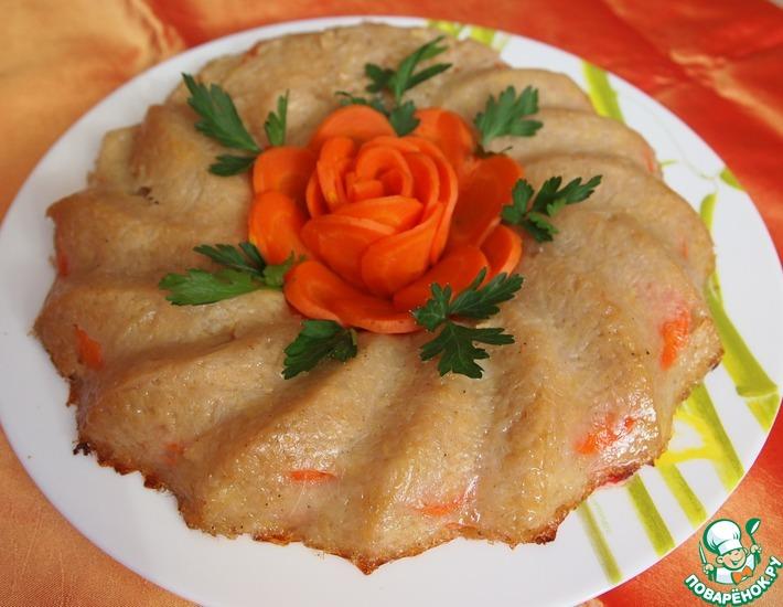 Рецепт: Капустный кекс-пирог с морковной прослойкой