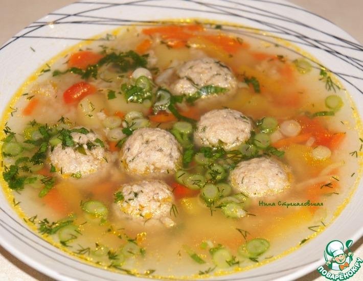 Рецепт: Суп с фрикадельками из консервированной горбуши