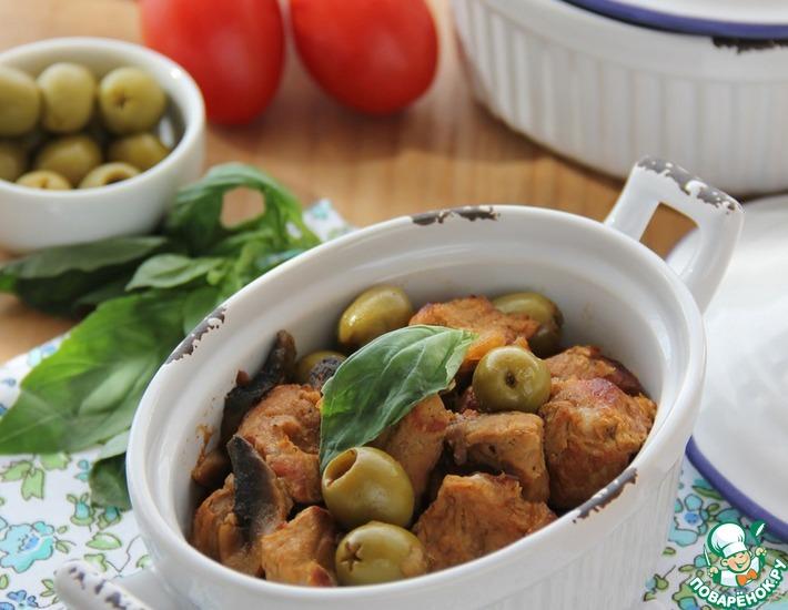 Рецепт: Тушеная телятина с оливками