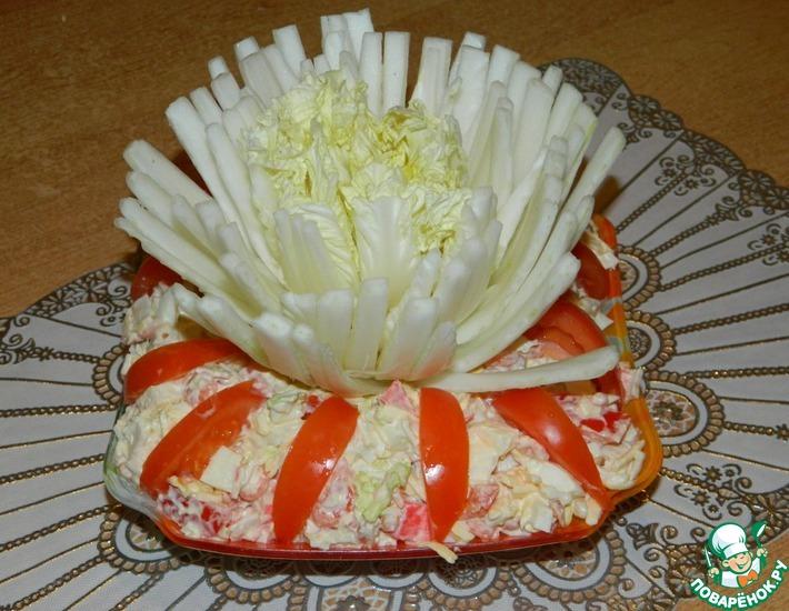 Рецепт: Салат с креветками и китайской капустой