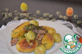 Рецепт: Картофель с окороком и брюссельской капустой