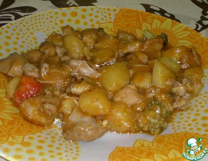 Рецепт: Овощное рагу с курицей и брокколи