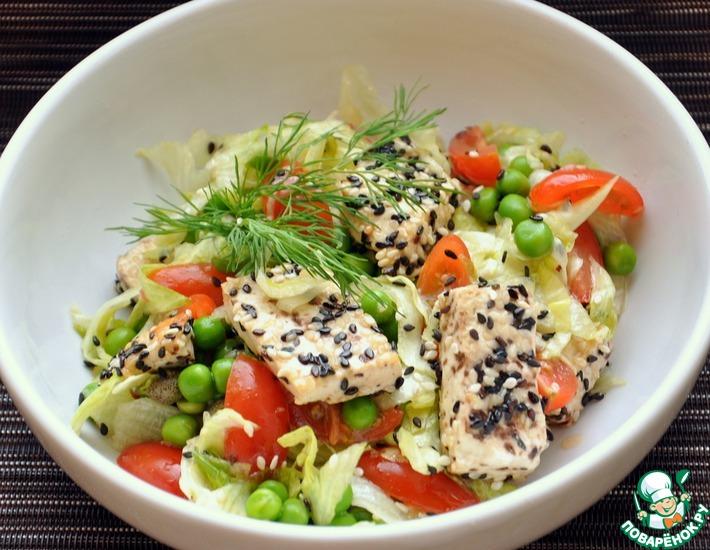 Рецепт: Легкий овощной салат с тофу