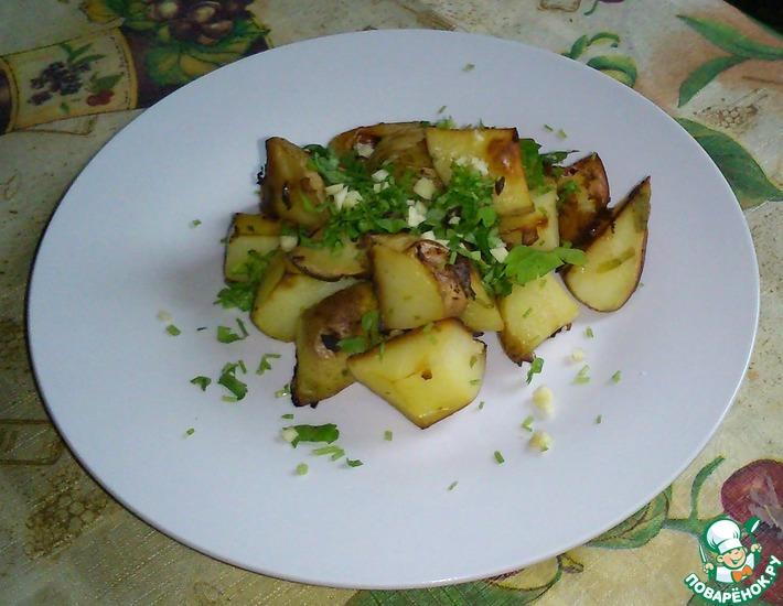 Рецепт: Печеный картофель с зеленью в соевом соусе