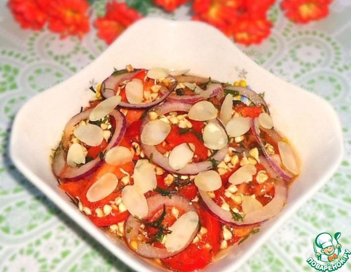 Рецепт: Овощной салат с пророщенной зелёной гречкой