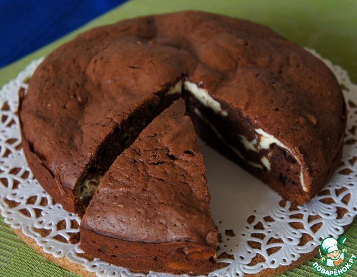 Рецепт: Шоколадно-творожный мраморный пирог