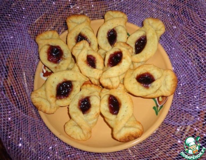 Рецепт: Печенье Сладкие творожные растегайчики