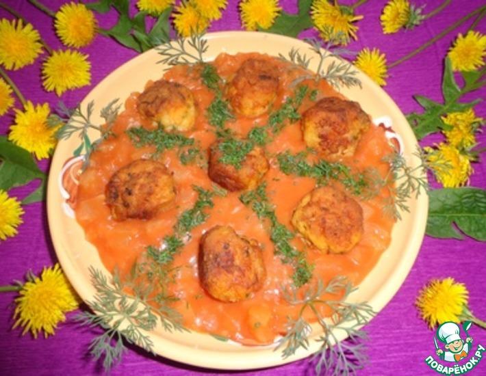 Рецепт: Рыбные шарики в томатно-ананасовом соусе