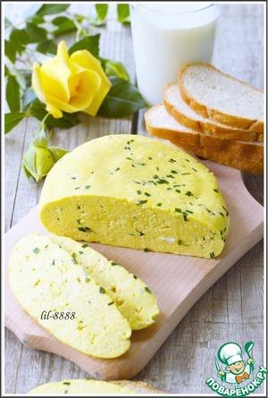 Рецепт: Домашний сыр с зеленым луком и тмином