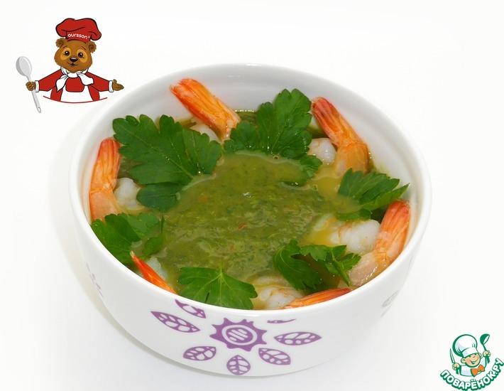 Рецепт: Крем-суп из шпината с креветками